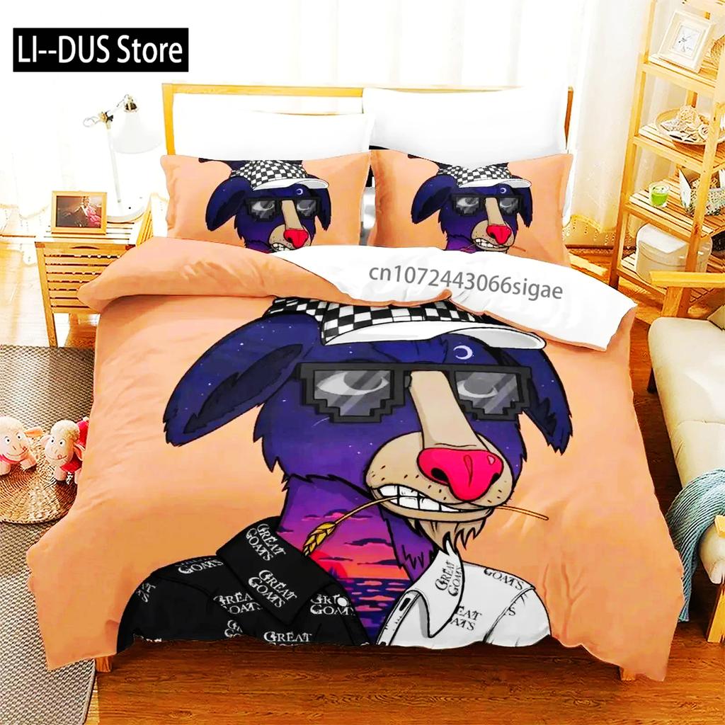 Anime Quackity Duck Bedding Set Boys Girls Twin Queen Size Duvet Cover Pillowcase Bed Boys Adult Fashion Home Textileextile