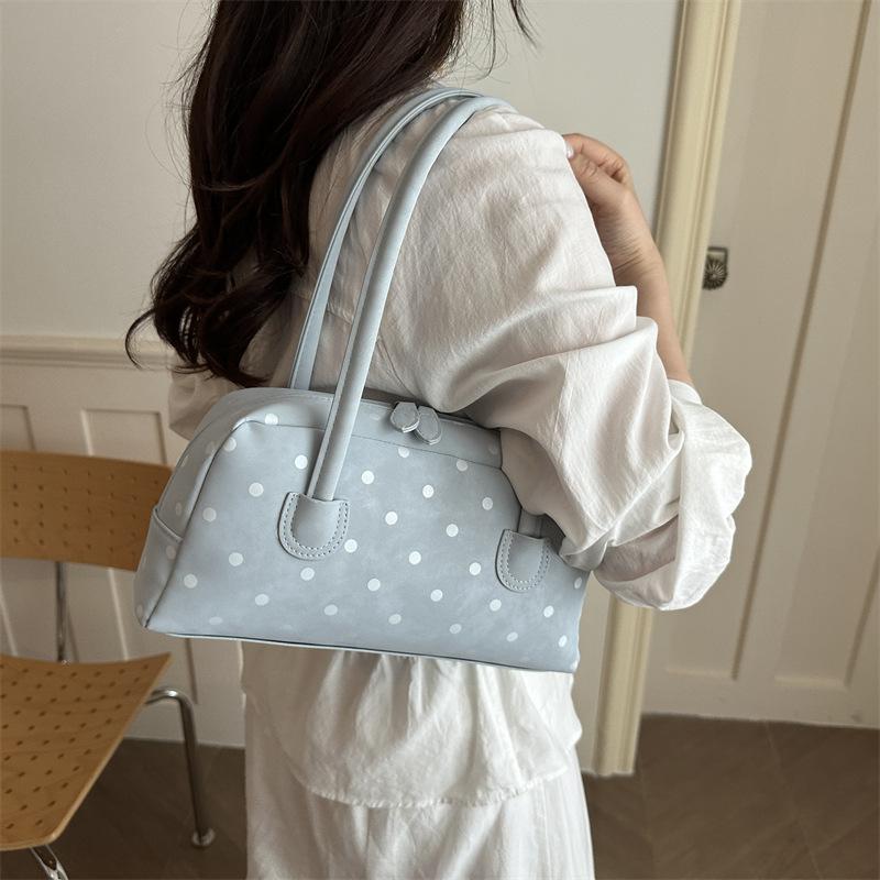 Women S Korean Style Polka Dot Underarm Handbag Casual Commuter Bag