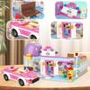 BRICK STORY Girls Friends Hair Salon Building Kit with 2 Mini People 5 Dolls Hair Creative Girls Friends Sets 358 Pieces with a Pink Convertible Car
