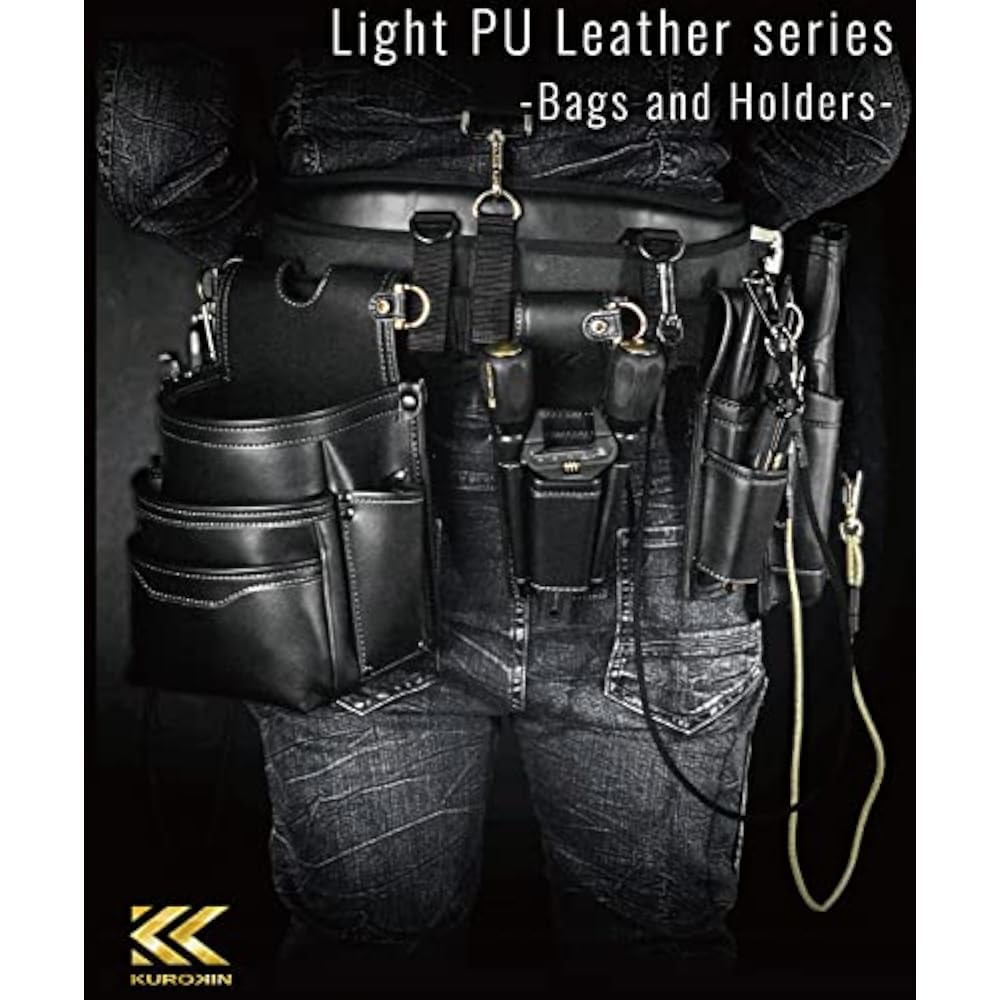 Fujiya (Fujiya) waist bag 2-tier black gold LIGHT PU LEATHER SERIES AB-22BG