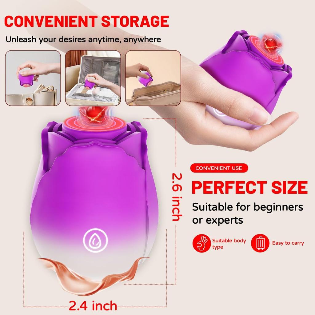 Adult 10-Speed Clitoral Suction Masturbator Jumping Effect Rechargeable Waterproof Silicone Rose Vibrator for Breast Stimulator