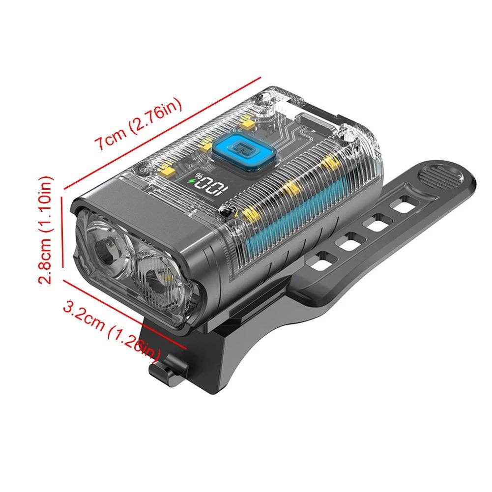Bicycle Front Light, Dual-Beam Technology 350LM 4 Level Light, Type-C Rechargeable Safety Light With 1200mah Built-in Battery For Outdoor Night Cyclin