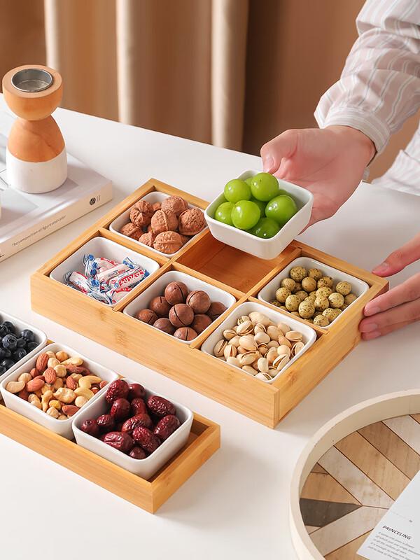 Japanese Style Round Bamboo Fiber 9-Grid Serving Tray