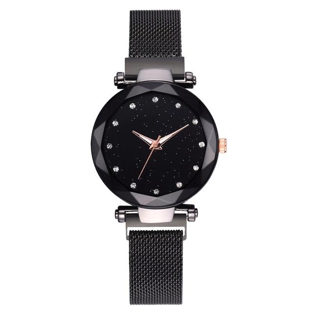 Fashion Women Starry Sky Watches Magnetic Mesh Belt Watch Women Dress Luminous Quartz Wristwatch