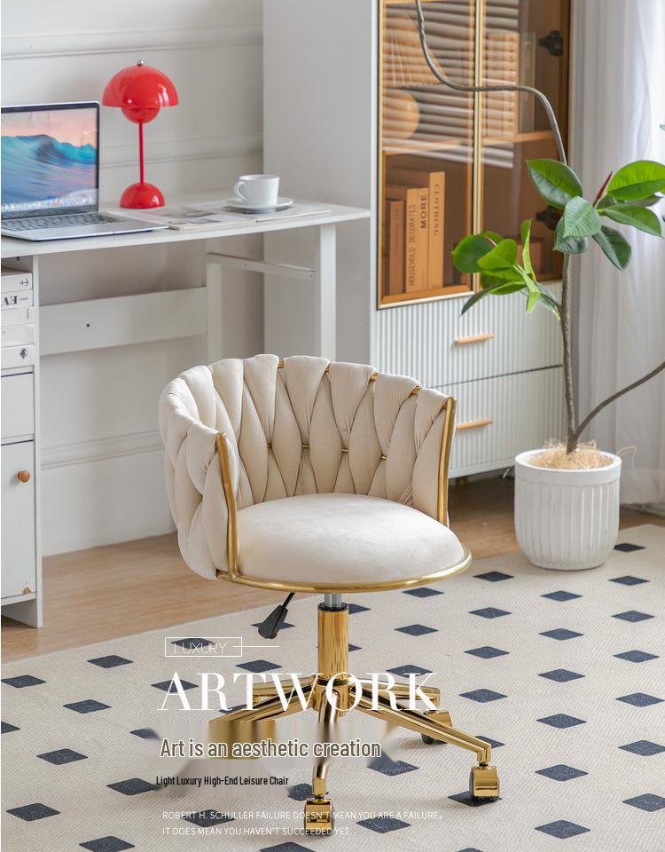 Elegant Gold Makeup & Dressing Stool with Fabric Upholstery