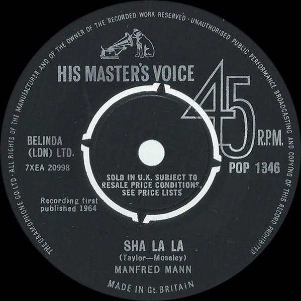 

7inch Record MANFRED MANN - Sha La La POP1346 His Master s Vo 1964 UK Rock Used