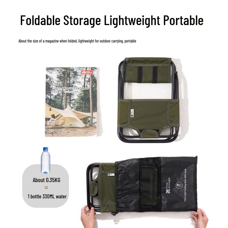 Mobi Garden Ultralight Folding Fishing Stool with Backrest