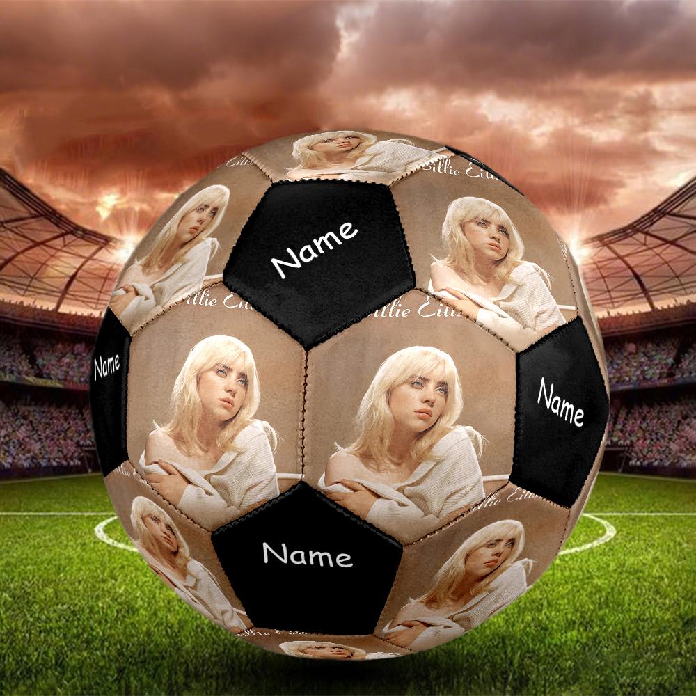 Custom Name Billie Eilish Theme Size 5 Soccer Ball, Suitable for Both Indoor and Outdoor Matches, a Gift Suitable for Everyone.
