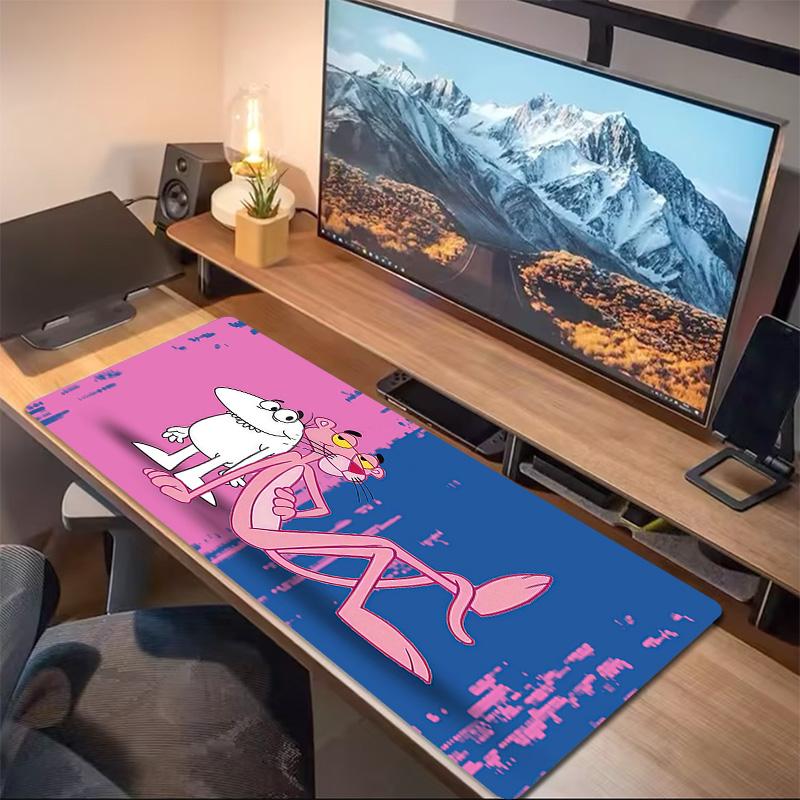 Pembe Panter Baskılı Yastık Kaymaz Dizüstü Tablet Büyük Mouse Pad XXL Mat Mini PC Oyun Matı Kilitli Kenarlı