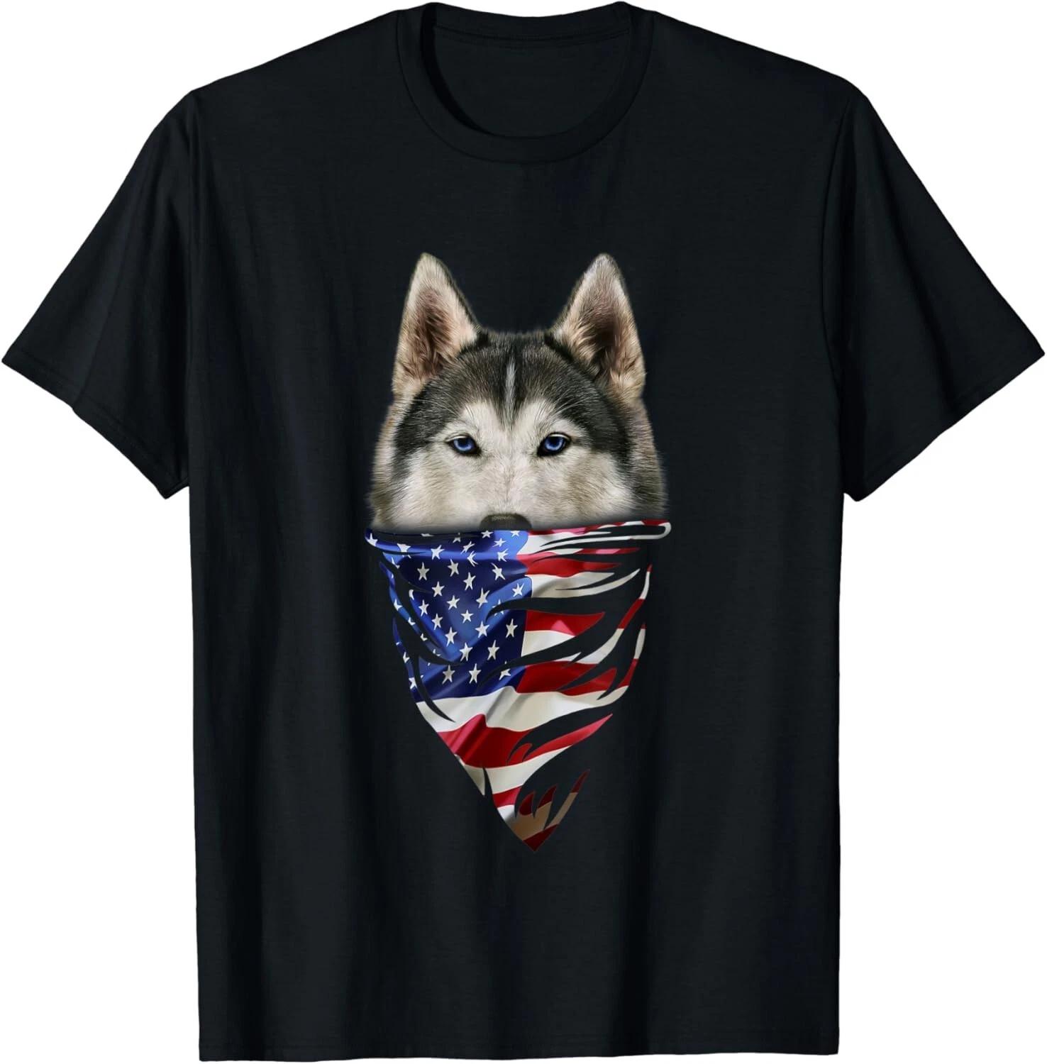 

Siberian Husky Dog, Patriotic America Bandana, USA Gift Unisex T-Shirt S