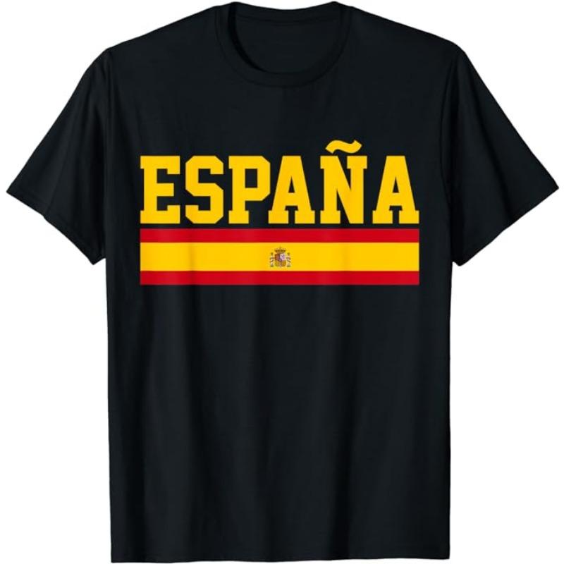 Spain Soccer Ball Spain Flag Jersey - Spanish Football Fan T-Shirt Spanish Flag Red España Graphic Tee Top Espana Support Outfit