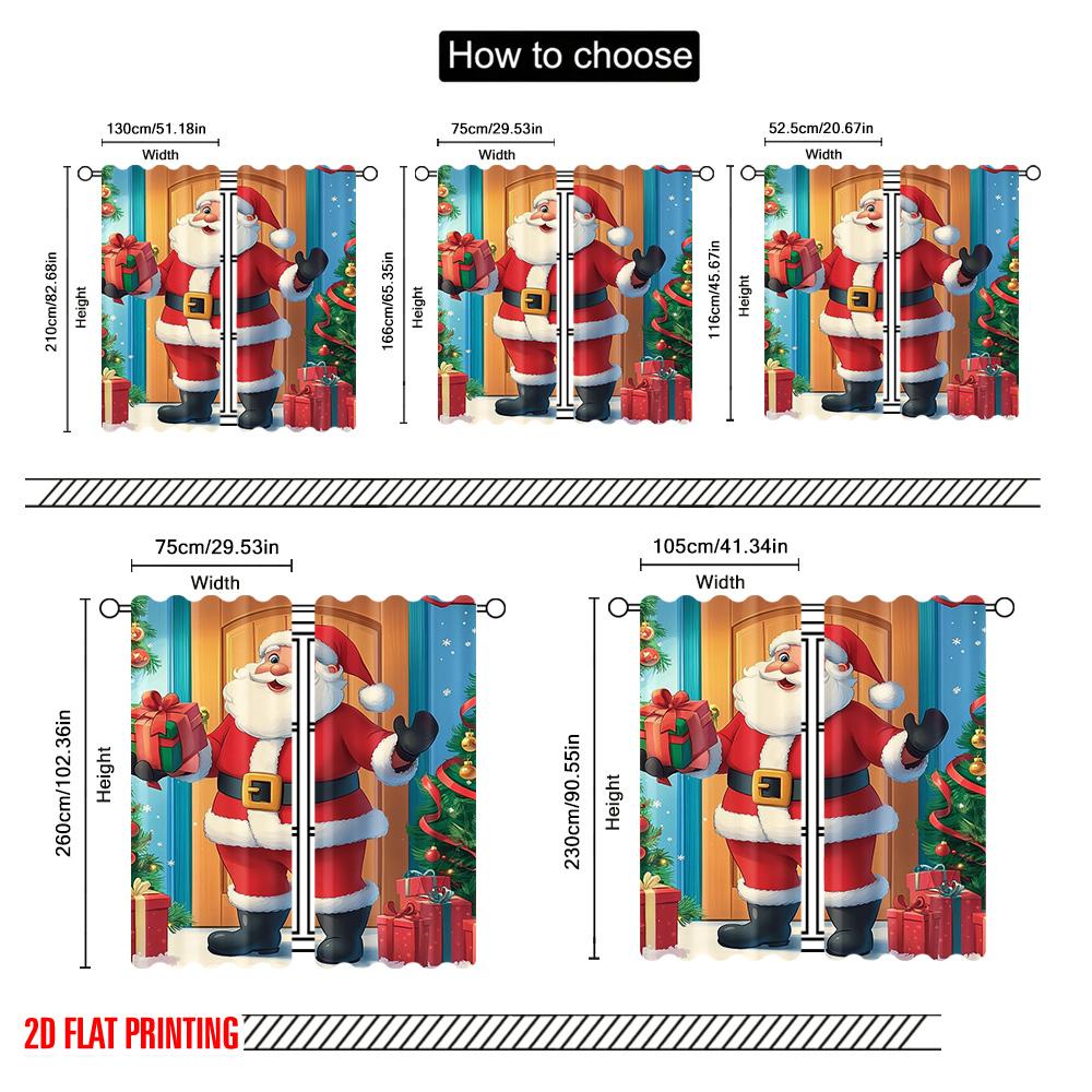 2pcs 2D flat printing Christmas Party Curtain Santa Christmas Versatile Fabric Without Electricity Party Decorations for Holiday
