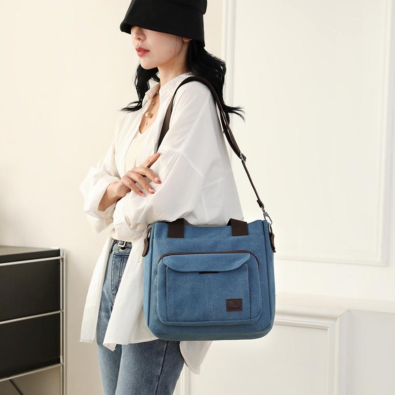 Canvas Bag Women's Commuter Shoulder Crossbody Bag Large Capacity Middle-aged And Elderly Mother's Bag Travel Bag