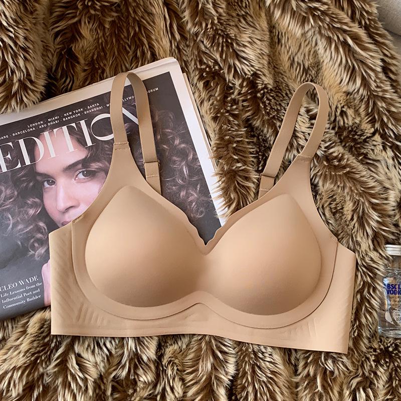 Sutien Push-Up Fără Cusături Nude Lift pentru Femei - Moale, Fără Sârmă, Cupă cu Palmă, Mărire Sân Mic, Suport Lateral