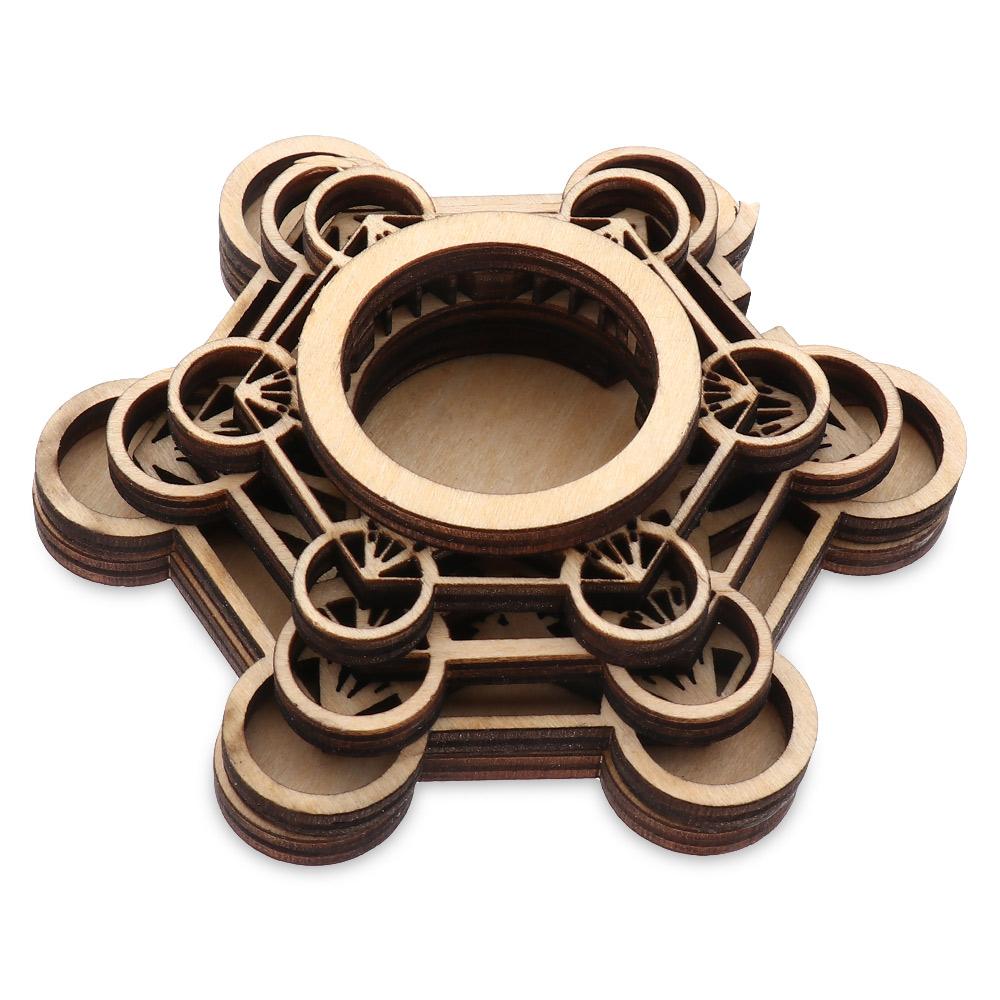 Wood Crafts Lotus Pattern Crystal Carving Wooden Ornaments Crystal Ball Base Meditation Decor Wood Base