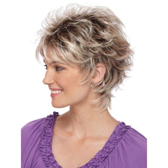 Peluca Ombre Corta Rizada Shag Moda Mujer Fiesta Club