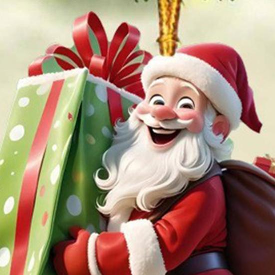 Christmas Ornament Smiling Santa Claus Holding Gift Pendant 3D Effect Acrylic Hanging Pendant Festive Home Decor