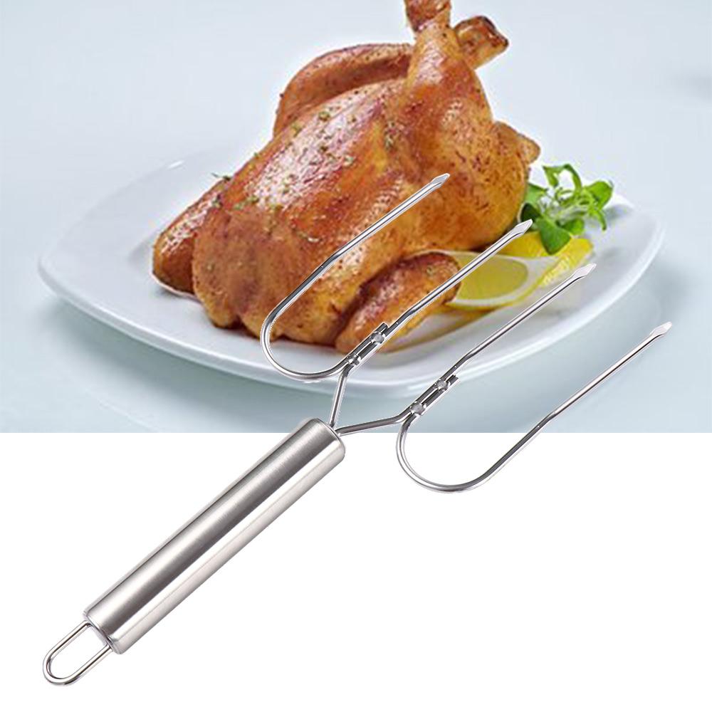 Meat Ham Roaster Stainless Steel Chicken Carving Fork Lifter Turkey Fork Barbecue Tool