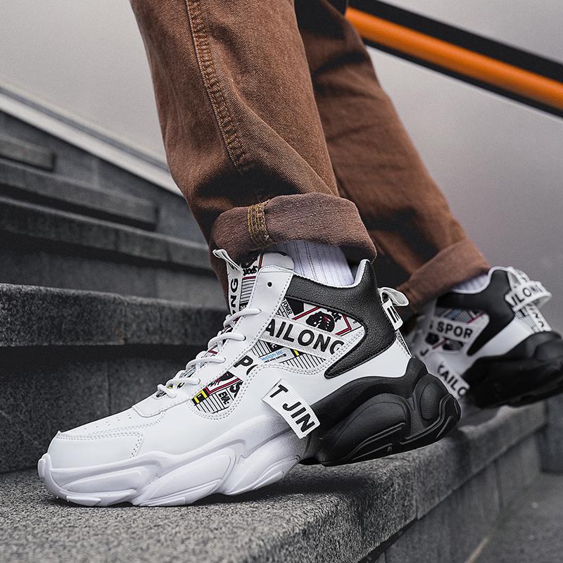 High top herren schuhe herbst jugend leder stoßdämpfende basketball sport schuhe sport leben freizeit atmungsaktive laufschuhe