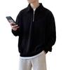 Spring and Autumn New Half Zipper Sweater Men's American Retro Loose Casual Design Niche Top Solid Color Pullover