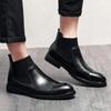 Winter Comfy British Style Man Ankle Boots Leather Brogue Shoe Retro Formal Business Dress Shoe Mens Boots Chelsea Fashion Shoes