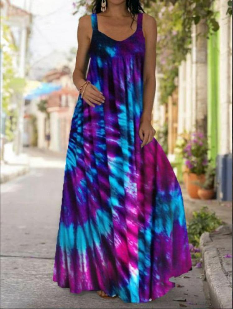 2025 Bohemian Off Shoulder Strapless 3D Tie Dye Dress