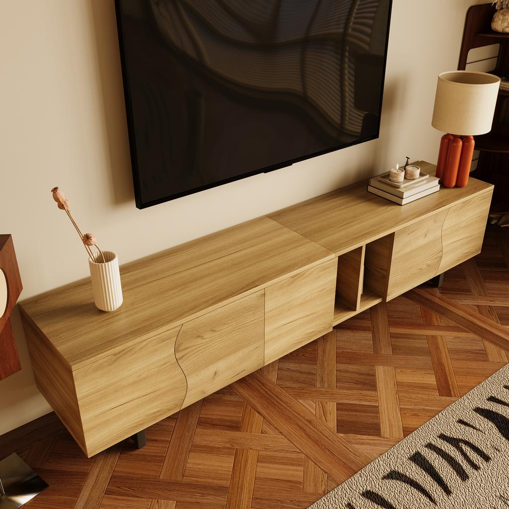 Five-Door TV Cabinet, TV Stand, TV Panel, Lower TV Stand. Unique Design. 191 X 38 X 46.5 Cm (L X W X H)