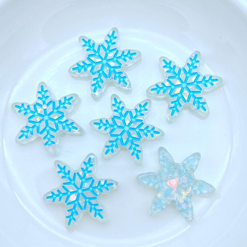 10/20Pcs New Resin Cute Mixed Mini Snowflake Flat Back Cabochon Scrapbooking Hair Bow Center Embellishments DIY Accessories L09