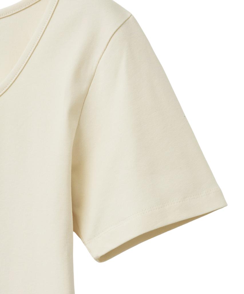 NOIRER FOR WOMAN U-Neck Two-Way T-Shirt (Cream)