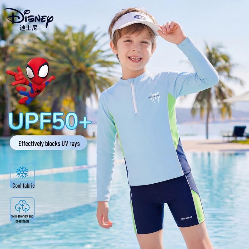 Disney Boys Long-Sleeve Spider-Man Rash Guard Swimsuit 160
