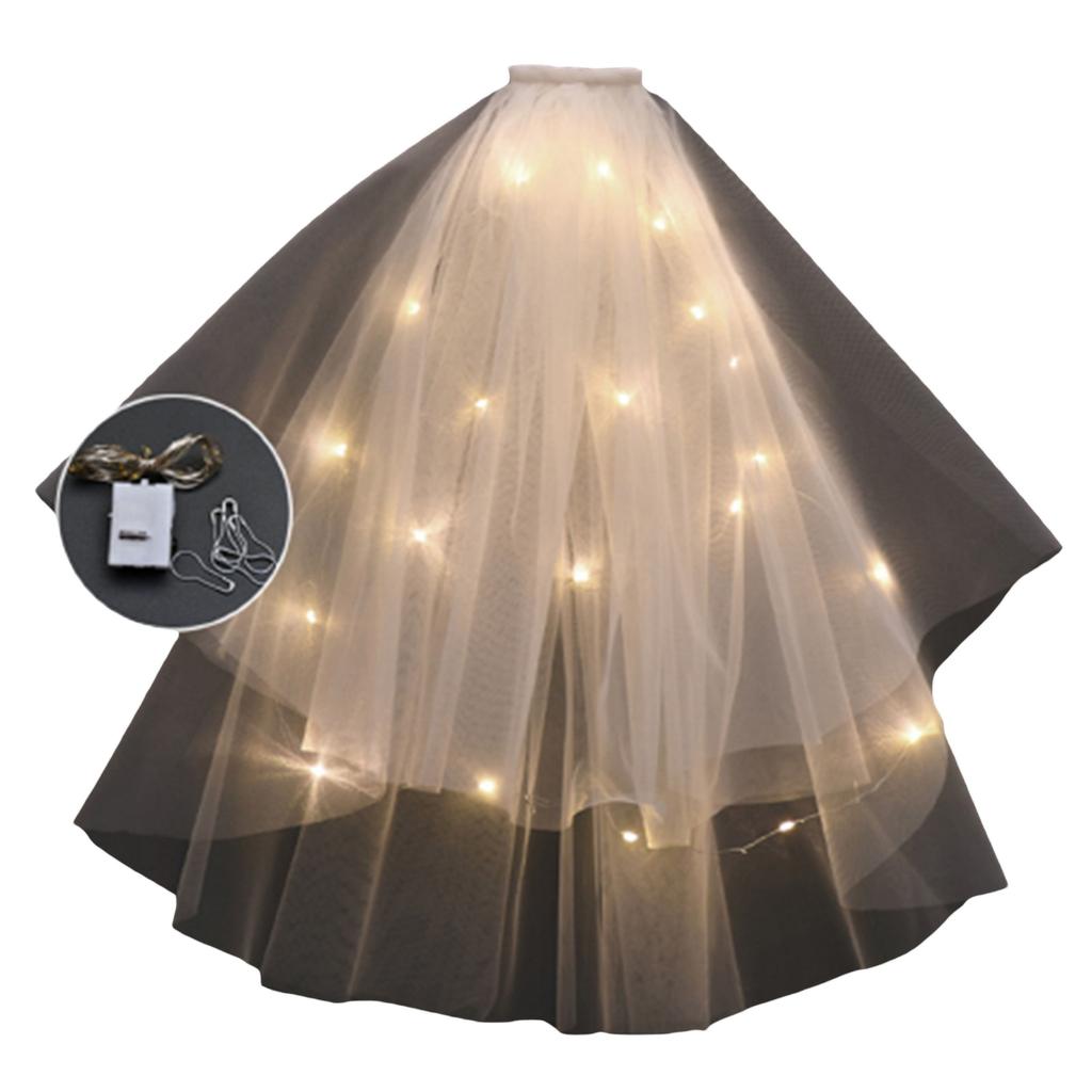 Bridal Veil Bride Light up Tulle with Pearls Bow Short Bachelorette Party Hen Party Bride's Veil Hen Party Head Scarf