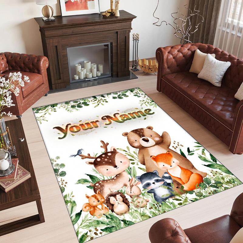 Family Friends Theme Crystal Velvet Rug Personalized Custom Name Text Soft Floor Mat Home Decor