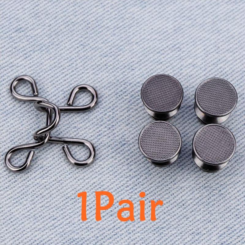 

Металеві джинси без цвяхів Застібки на ґудзиках Знімні штани Затискачі Ґудзики Шпильки Застібки для талії своїми руками Пряжки для одягу Швейні інструменти 1 Pair Black