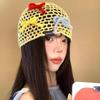 Cappello Berretto in Lavorazione a Maglia con Paillettes e Fiocco Coreano per Donna: Copricapo alla moda in rete di lana