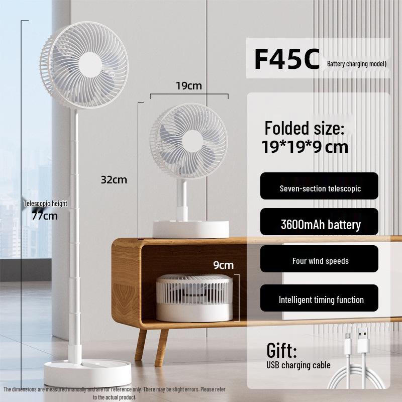 8  Foldable Oscillating Desk & Floor Fan with USB Charging