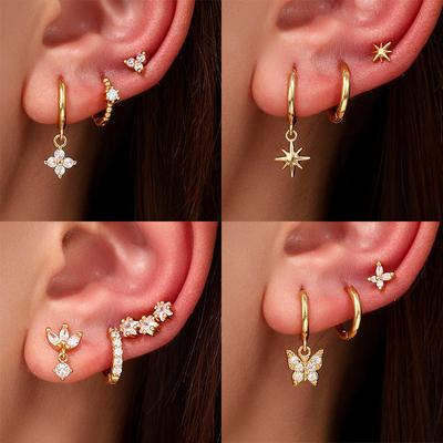 New Arrivals Leaderboard Women's Fashion Loop Single Ear Set Earrings European and American Style Fashionable Women's Copper Stud Earrings