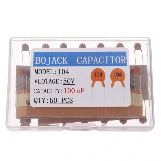 BOJACK 0.1uF 50V Ceramic Disc Capacitors 100nF Low-Voltage high Dielectric Constant Ceramic Capacitor (Pack of 50)