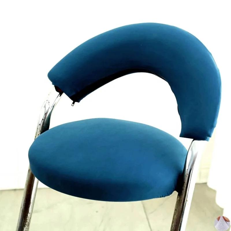 Split Low Back Chair Cover Corn Velvet Solid Color Simple Elastic Modern Home Decor Chair Dust Protect Cover Office Stool Covers