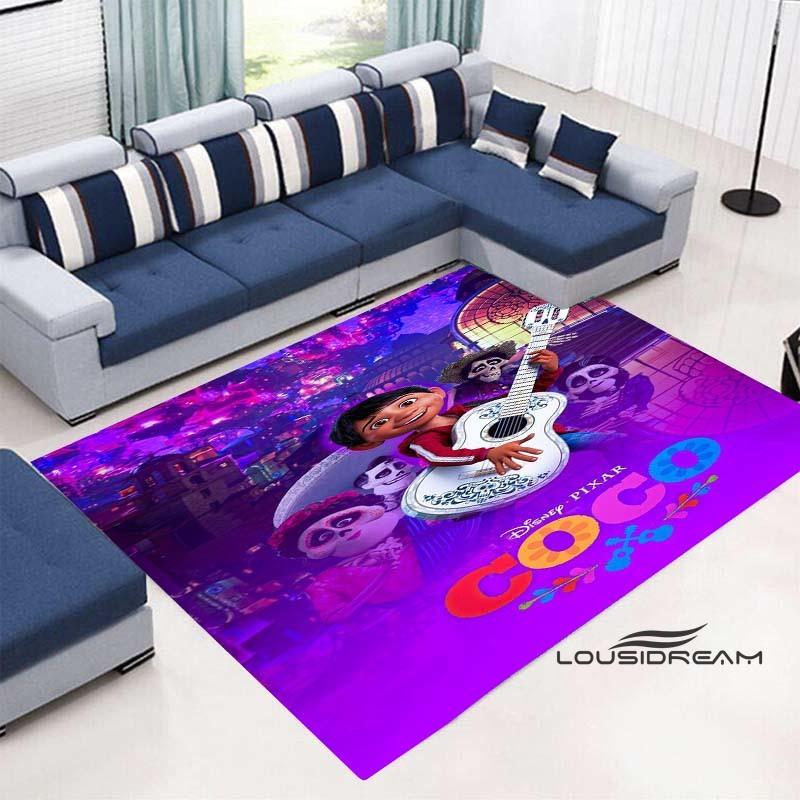 3D Printed Cute Cartoon Coco Floor Mat, Comfortable Flannel, Soft and Thickened, Non-Slip Mat, Suitable for Living Room, Bedroo
