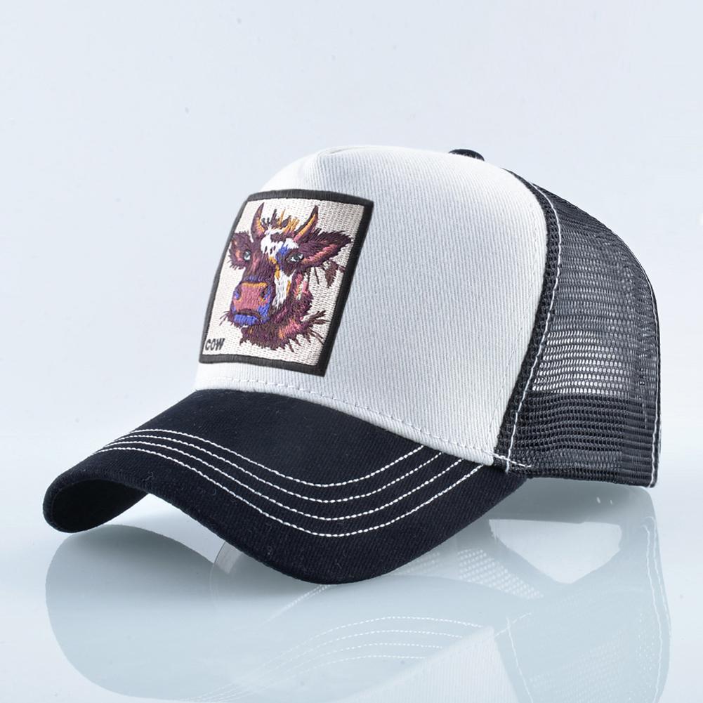 Atmungsaktive Mesh Baseball Cap Männer Neue Mode Trucker Caps Frauen Snapback Hip Hop Knochen Casquette Mit Kuh Patch Vier Saison hüte