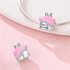 Original Charms Copper Pink Happy Birthday Crown Cake Bead For Woman Jewelry Birthday Gift For Bracelet Accessories