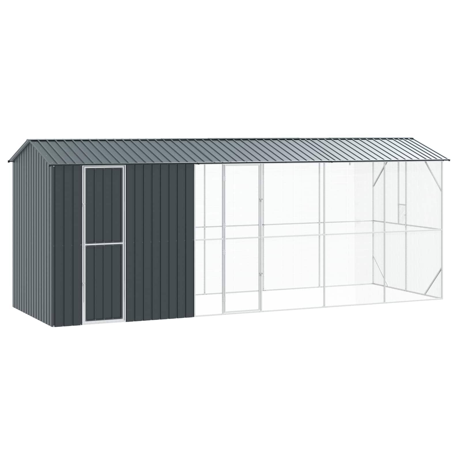 vidaXL Vogelkäfig Anthrazit 645 x 208 x 247 cm Verzinkter Stahl dunkelgraue