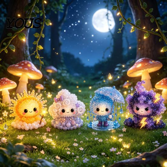 Beaded Figure Making Kit Glowing Fantasy Spirits DIY Bead Kit, 3D Mini Elf Beading Craft Set, Handmade Art Small Display Crafts Ornament with