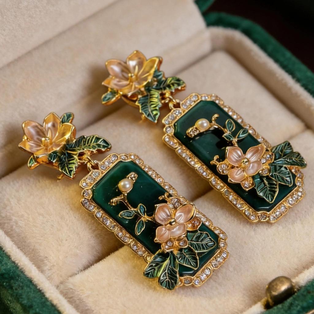 Brincos de Relevo Estilo Corte Chinês Vintage