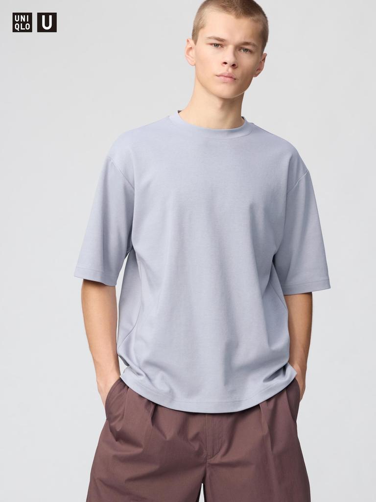 UNIQLO 482295 AIRism Cotton Oversized T-Shirt BLACK WHITE GRAY PINK RED BROWN GREEN BLUE NAVY PURPLE Men Japan