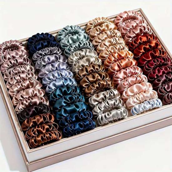 19Pcs Women Hair Tie Smooth Satin Elastic Hair Bands Gentle On Scalp Hair Ropes Daily Party Outing Hair