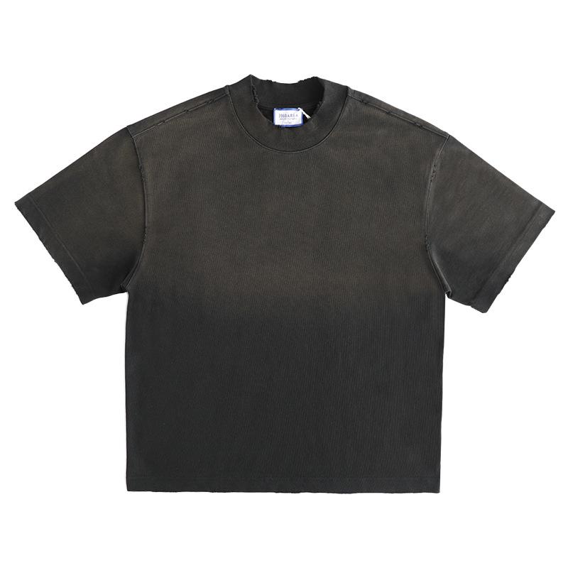 460g Heavyweight Distressed Retro Cotton Short Sleeve Men s T-shirt S