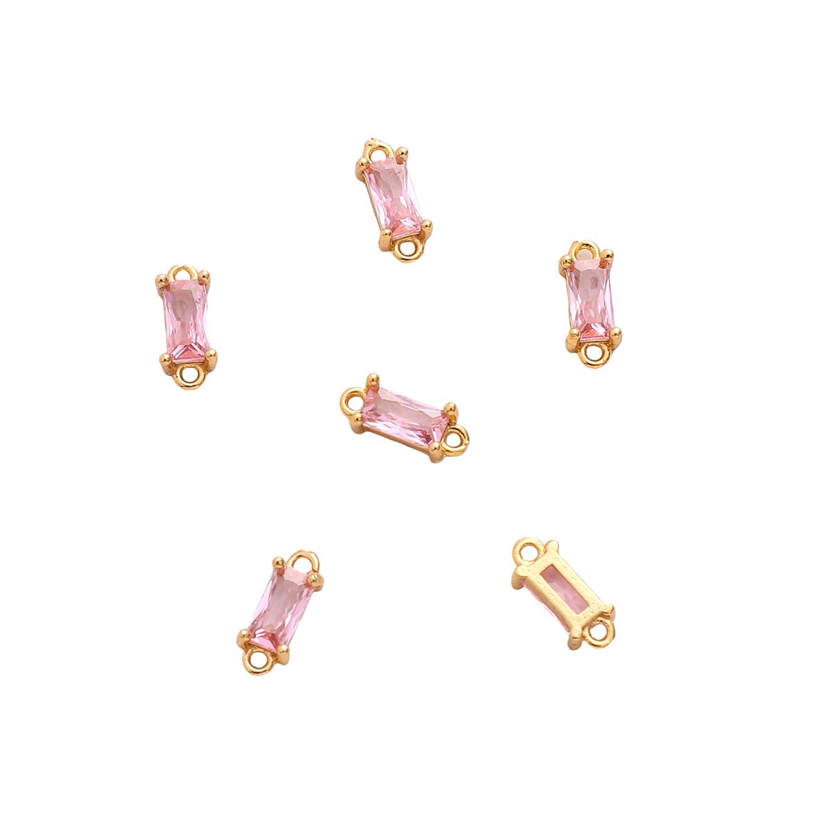 

2 шт медный прямоугольный цветной циркониевый подвесной кулон для самостоятельного изготовления ювелирных изделий, аксессуары для рукоделия 4x10mm розовый