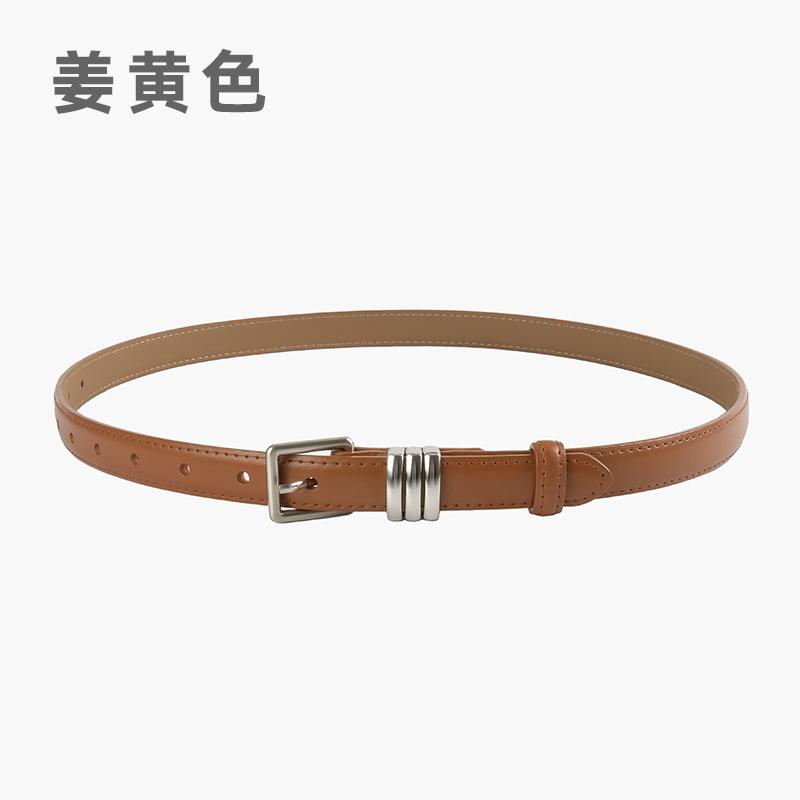 

Женский кожаный ремень Женский декоративный тонкий ремень Коровья кожа Летний джинсовый ремень Черный 105cm