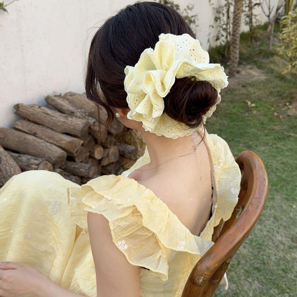 Flower Shape Ballet Style Lace Scrunchies Hair Tie Exaggerated Hair Rope Elastic Hair Bands  Party